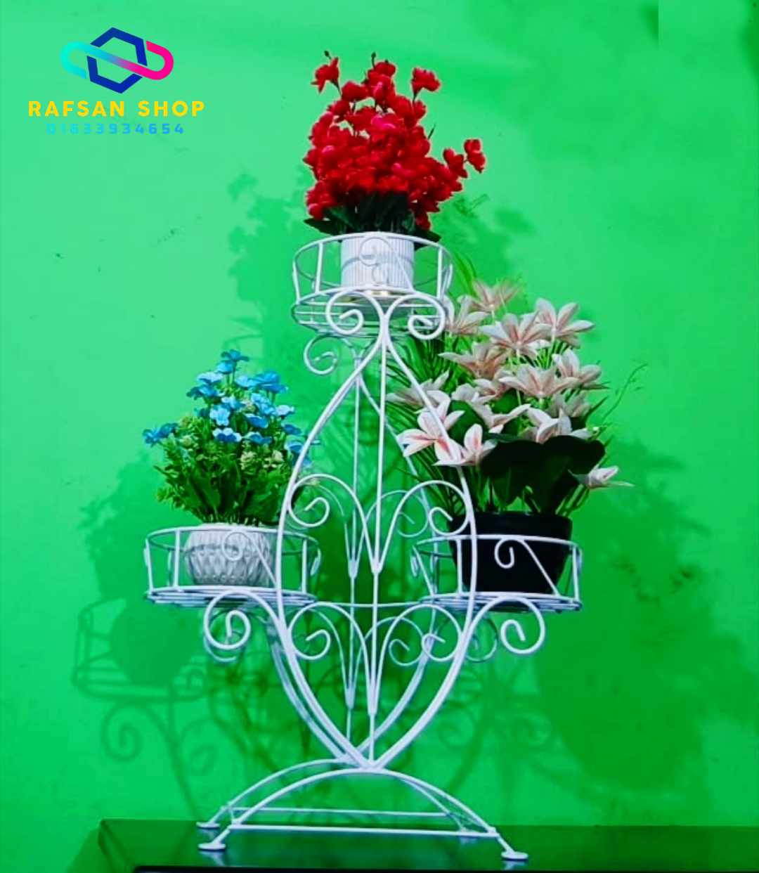 মাছ টপ! Metal Flower Stand 3-layer Display Shelf Modern Metal Flower Stand