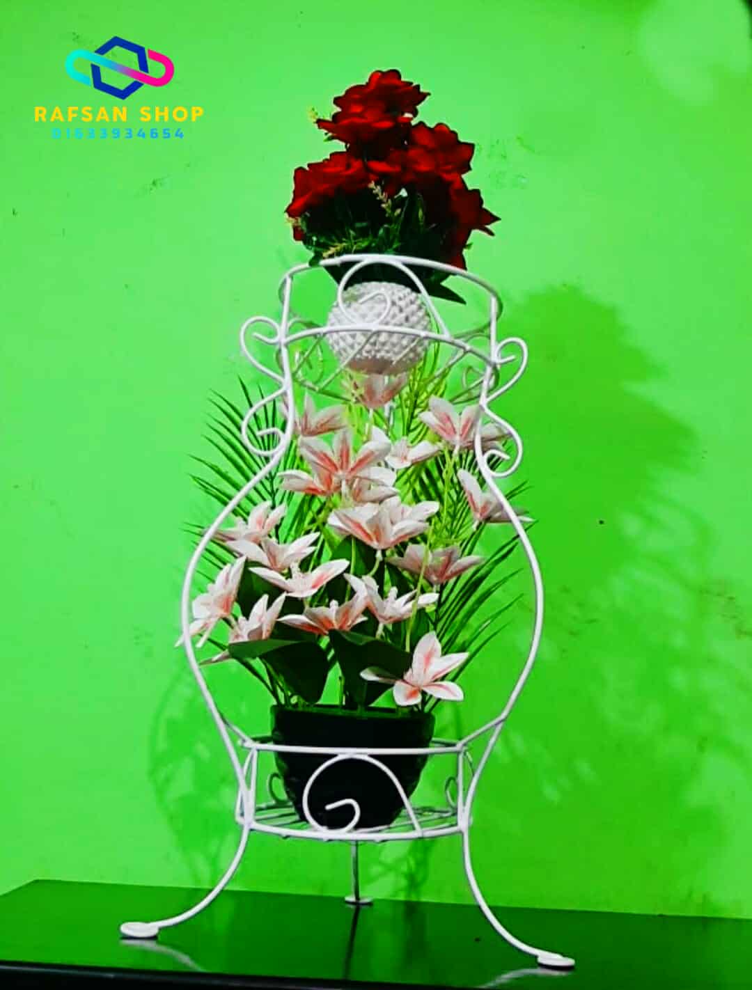 পুস্পা টপ স্যান্ড ! Metal Flower Stand 2-layer Display Shelf Modern Metal Flower Stand