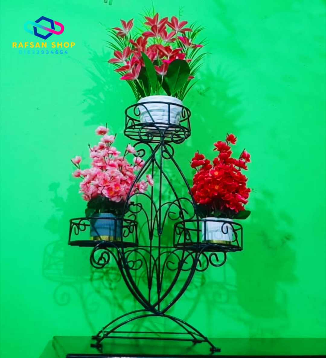 মাছ টপ! Metal Flower Stand 3-layer Display Shelf Modern Metal Flower Stand