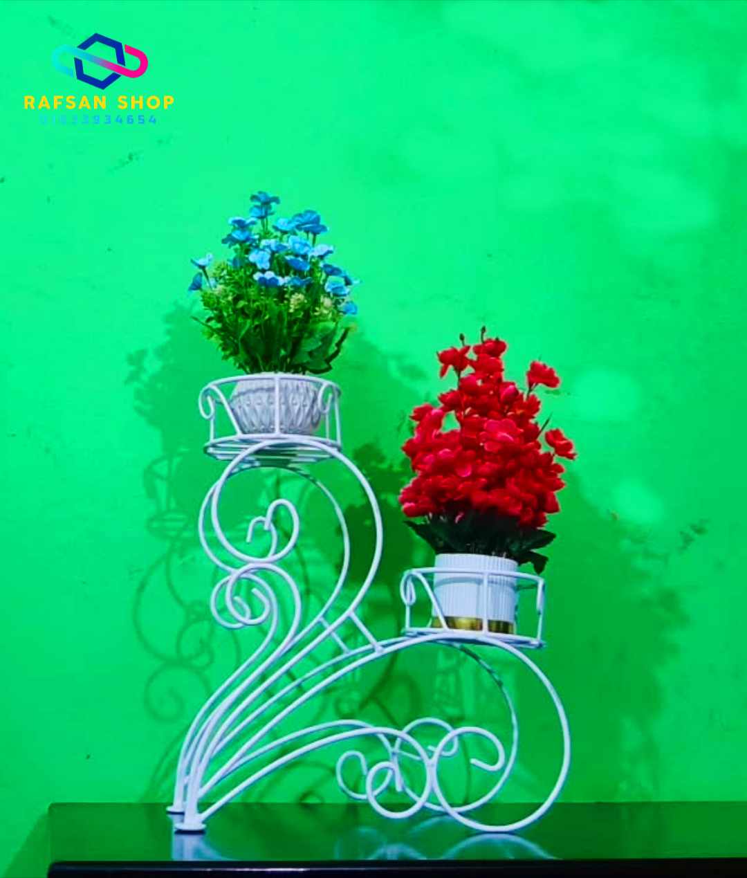 ময়ূর টপ স্যান্ড ! Metal Flower Stand 2-layer Display Shelf Modern Metal Flower Stand