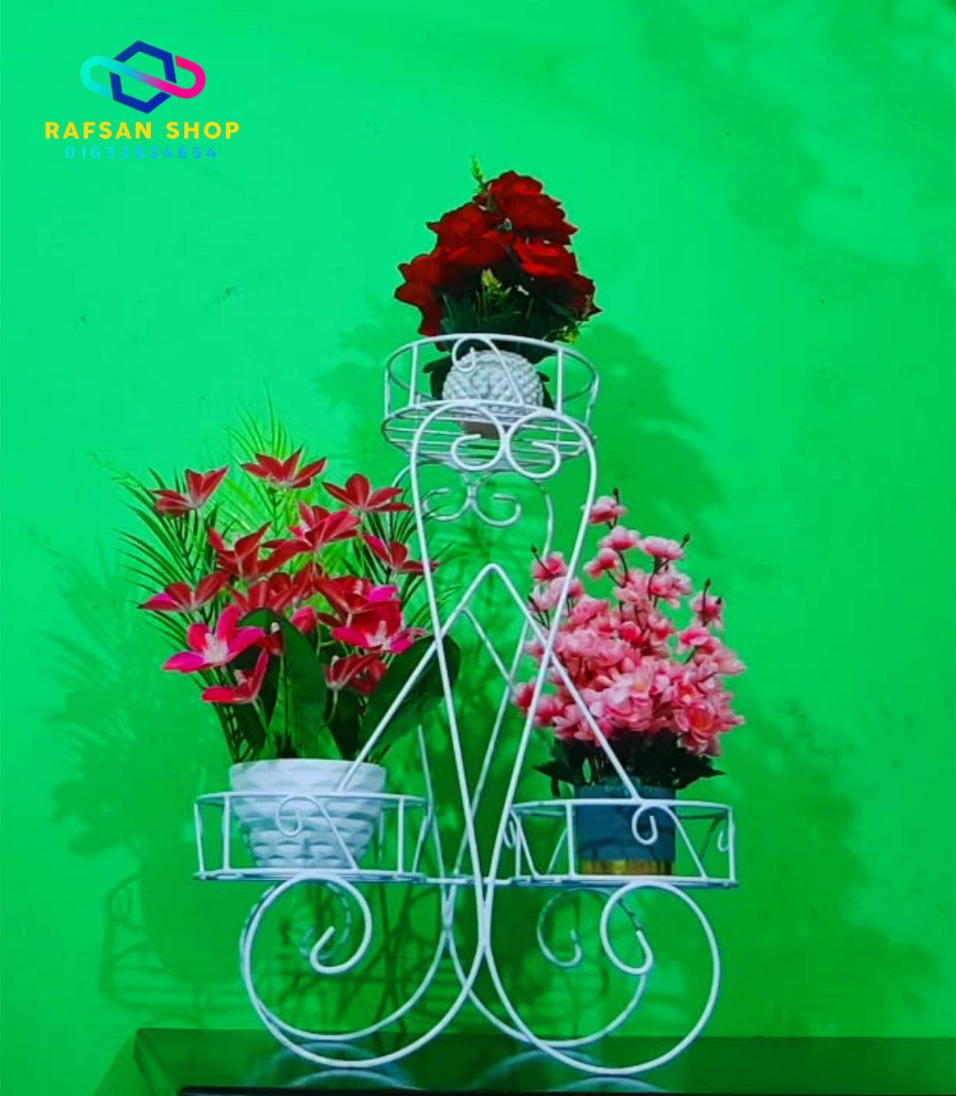 লাভ টপ স্যান্ড ! Metal Flower Stand 3-layer Display Shelf Modern Metal Flower Stand